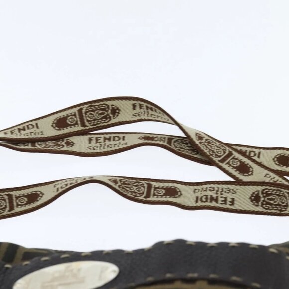 FENDI Zucca Canvas Celeria Shoulder Bag Black Brown Auth 150078 - Picture 9 of 16